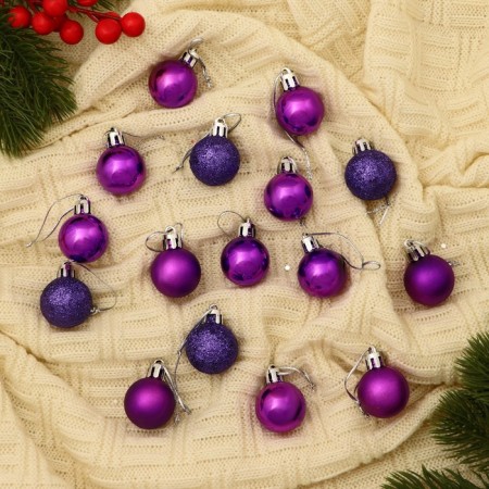 Set of balls plastic D-3 cm, 16 pcs "Festive commotion" Lilac