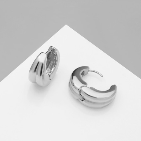 Earrings Metal "Chord" double circle, silver color-3