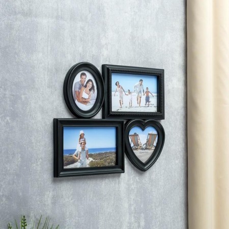 Photo frame plastic in 4 photos black 25.5x30 cm (10x15cm 9x9 cm 6.5x9 cm)-1