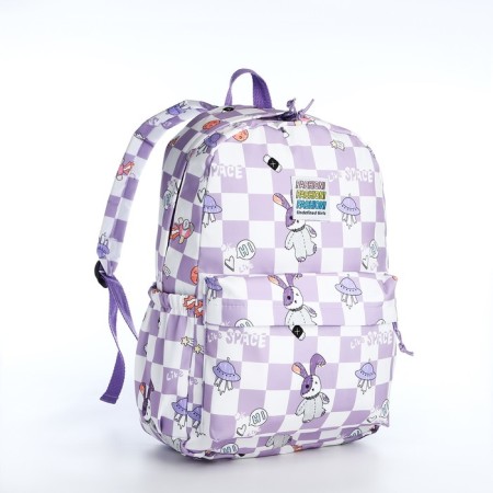 School backpack from textiles on lightning, 3 pockets, lilac color-2