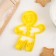Bed -up form "gingerbread man", cutting, stamp, 11.5 × 8 cm, yellow color