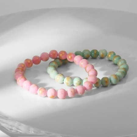 Set of bracelets Shar No. 8 “Variscitte”, mint-pink color
