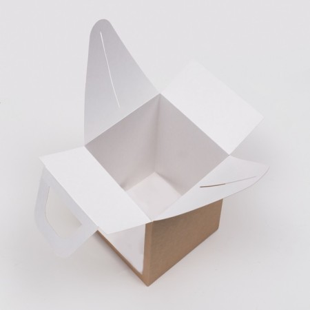 Folding box with a window, craft, 15 x 15 x 18 cm-2