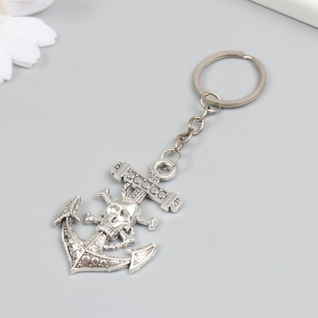Metal keychain "Anchor with a skull" silver 3.6x5.5 cm-2