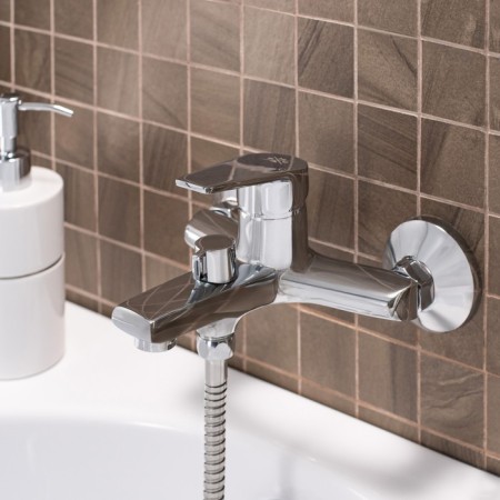 Bath mixer "RMS" SL132-009E, pour 95 mm, shower set, zinc, chromium-2