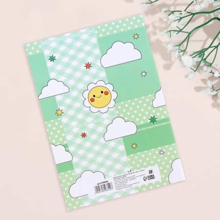 Birth certificate "Airy balls" embossing, green background, a5-2