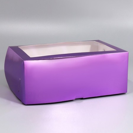 Capcake box, confectionery packaging with a window, 6 purple cells, 25 x 17 x 10 cm-1