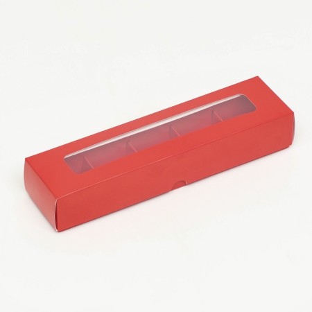 Folding box for 5 sweets, 22 x 5.5 x 3.5 cm, red-1