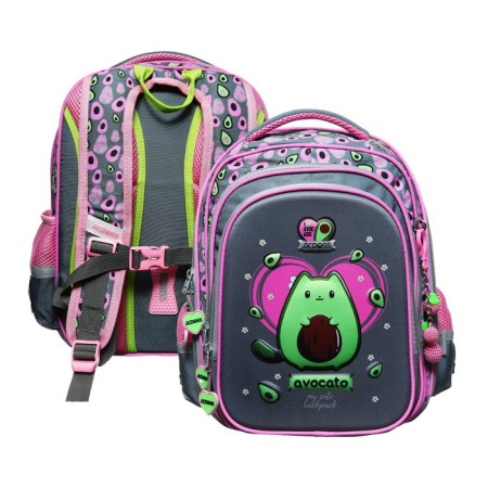 School backpack 40 x 33 x 15 cm, ergonomic back, Across 410, gray/pink ACR23-410-1