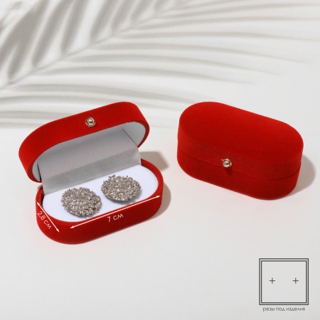 The case velvet for earrings “Oval elongated” 7.5 × 4, the color is red, the insert is white-1