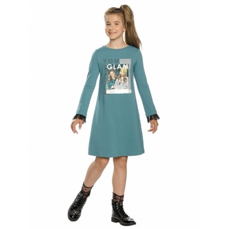 Dress for girls, height 128 cm, blue color