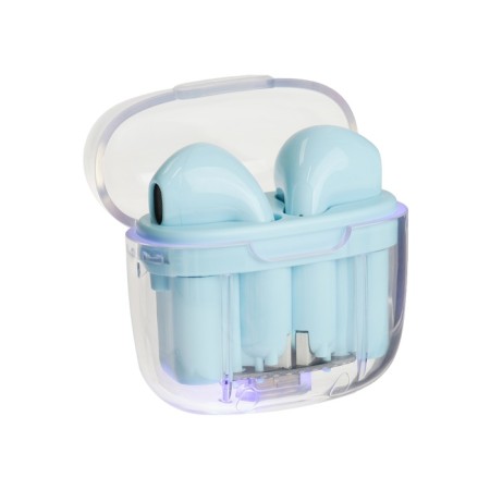 Wireless headphones Pro13, TWS, inserts, BT 5.0, 30/180 mAh, transparent, blue-1