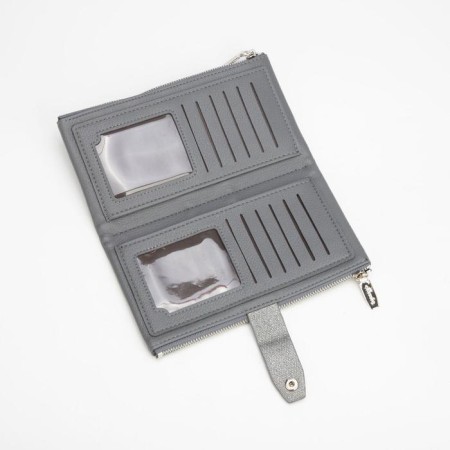 Women's wallet on the button, gray color-2