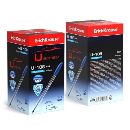 Ballic handle Erichkrause U-108 Classic Stick, a needle node 1.0 mm, blue ink blue, ultra-soft letter-3