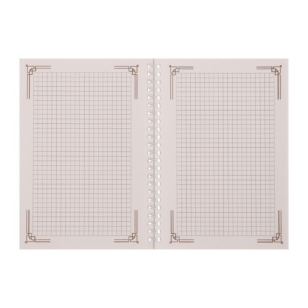 Notepad A5, 52 sheets in a cage on a crest, cover coated cardboard, varnish, OFSET block, mix-4