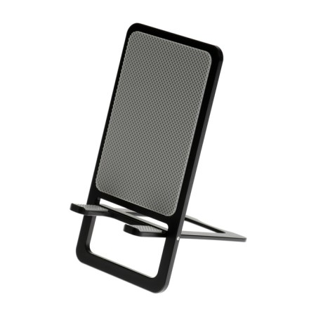 Phone stand, folding, metal, rubberized, black-1