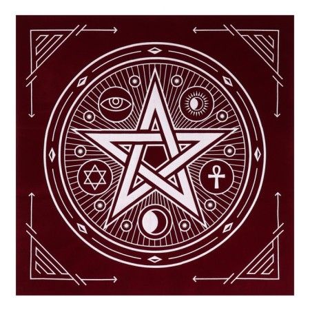 Ground for fortune -telling velvet "Pentagram", 50x50 cm, burgundy, 16+-1