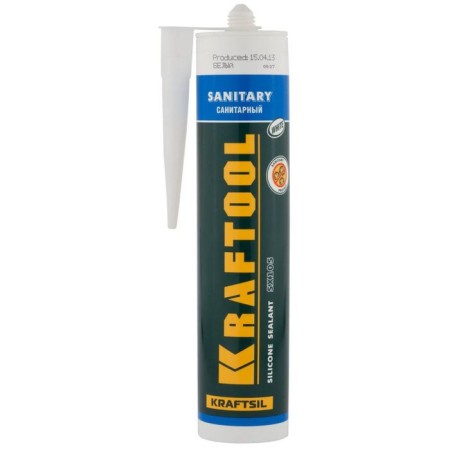 Sealant Kraftool, silicone, white, sanitary, for high humidity, 300ml