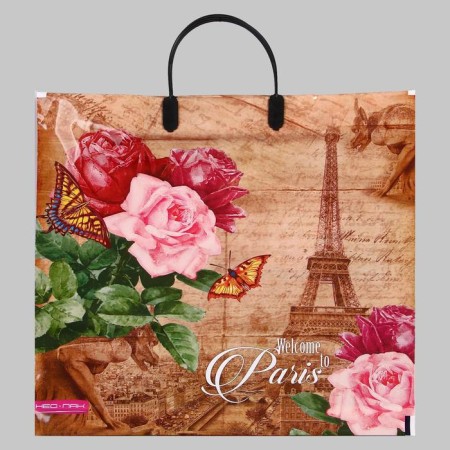Paris with roses package, polyethylene with a plastic pen, 37x35 cm, 90 μm