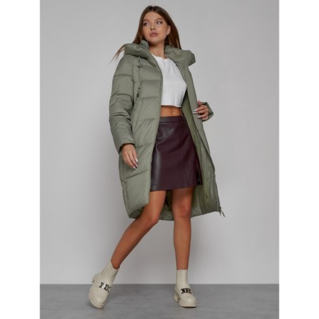 Coat insulated winter female, size 42, green color-11