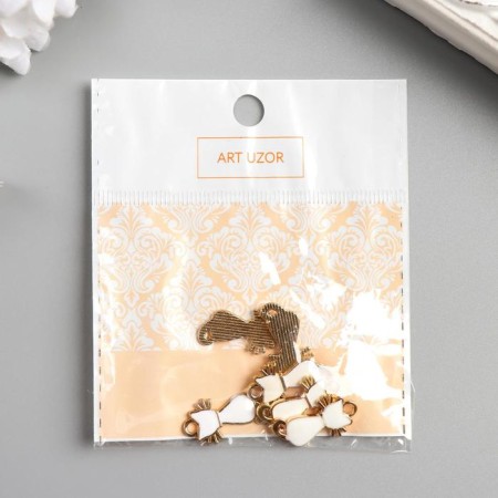 Decor for creativity metal, enamel "White Cat" gold 2.2x1.2 cm-3