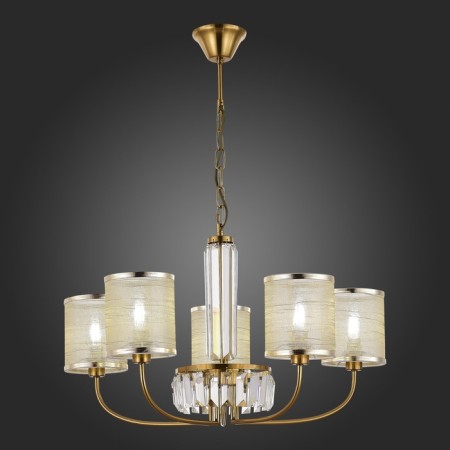 Suspended EVOLUCE lamp. Sle1119-303-05. Ellisse. 5x40 watts, E14, 65x65x39 cm, brass color-4