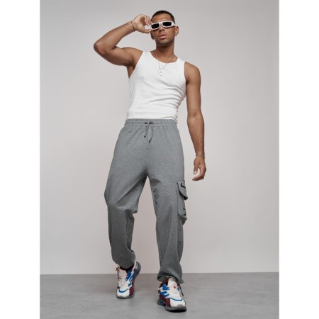 Sports male pants, size 48, gray color-1