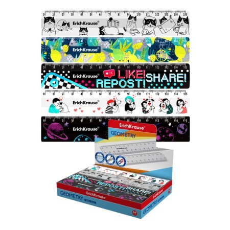 Line 15 cm design Erichkrause, mix of 5 designs, in the box-display box (universal)