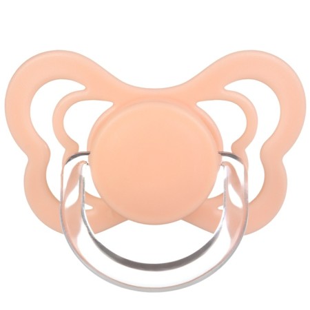 Nipple - orthodontic dummy, silicone, +6 months, with a holder, pink color-2