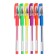 Set of gel pens, 6 colors, fluorescent, with rubber holders
