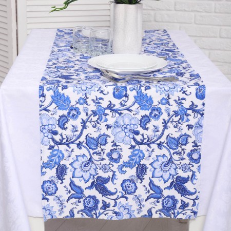 Tablecloth - track on the table pattern 40x150cm, martial, cotton 100%-1
