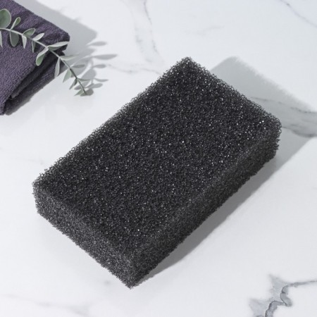 Body sponge "Secret of Beauty", hard, anti -cellulite, black color