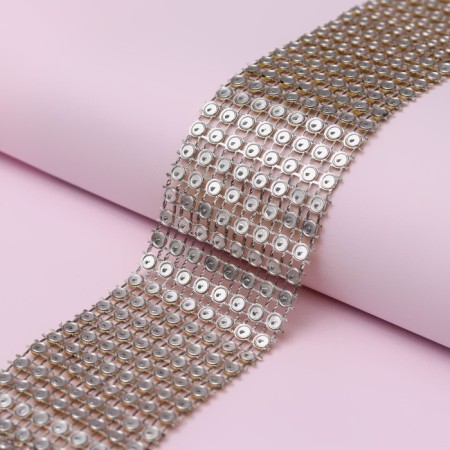 Ribbon with imitation of rhinestones, 4 cm, 9 ± 1 m, gold color-2