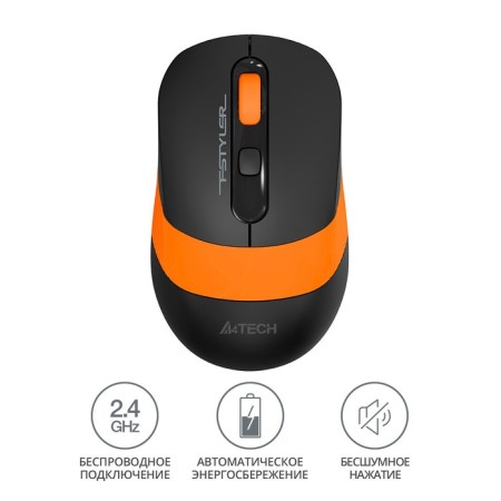 Mouse A4Tech FSTYLER FG10S Black/Orange optical (2000DPI) Silent Wireless USB for 102944-3