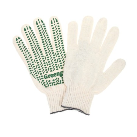 Garden gloves, x/b, knitting grade 10, 4 threads, size 9, with PVC dots, white, Greengo-2