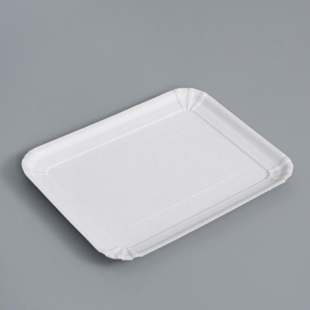 Disposable plate "white" cardboard, 21 x 17 cm
