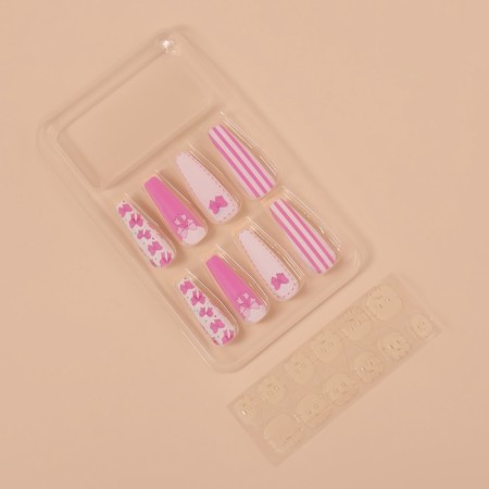Bows, 12 pcs, with adhesive plates, ballerina, white/pink color, 12 pcs.-1