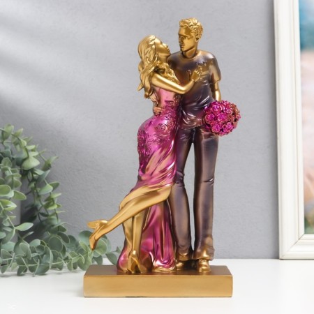 Souvenir Polystone "Tender Meeting" Pink-violet 7x14.5x28 cm