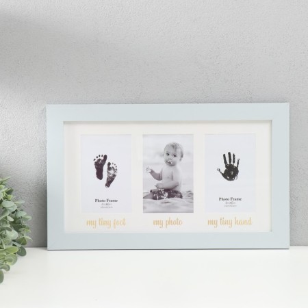 Photo frame wood, glass 10x15 cm with a place for prints "First year" White 43x25.7 cm