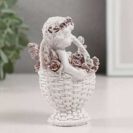 Polystone souvenir "Angel in the basket of roses" Coffee wreath 7x6x10 cm-1