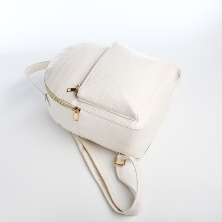 Women's backpack made of artificial leather with lightning, 1 pocket, white color-3