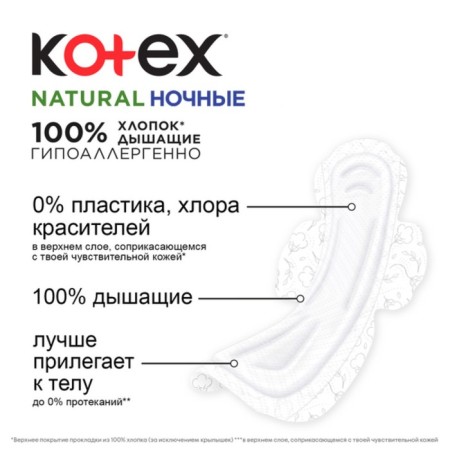 Gaskets "Kotex" Natural Night, 6 pcs.-3