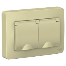 Double SE BLANCA, 16A, 250 V, all, with salary, curtains, lid, IP44, beig., Blnrs441127