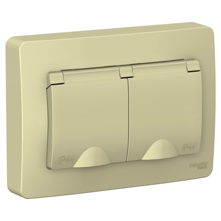 Double SE BLANCA, 16A, 250 V, all, with salary, curtains, lid, IP44, beig., Blnrs441127