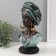 Souvenir Polystone Bust "African in Blue Turban with patterns" 15x12x26.5 cm