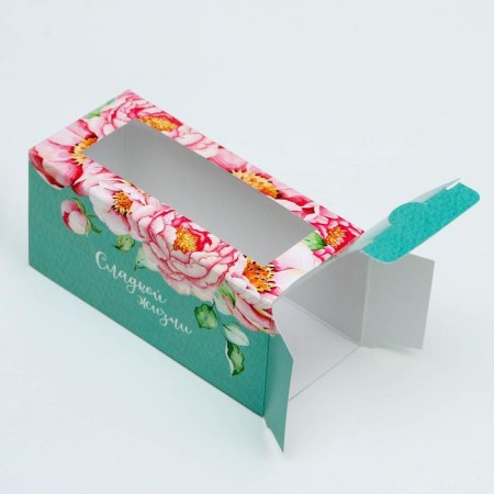 Box for Makarun, confectionery packaging "Sweet Life", 5.5 x 12 x 5.5 cm-1