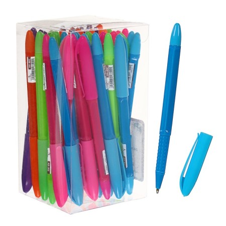 Ballpoint pen "Fluor" 0.7 mm, blue rod, case, mix (barcode on the piece)-2