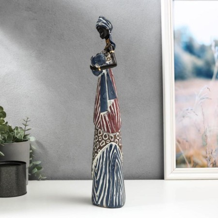 Polystone souvenir "African with a baby in an outfit under the zebra" 43.5x8x11.5 cm-2