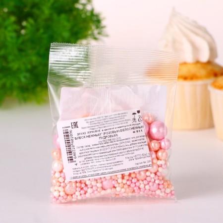 Confectionery sprinkling "Delicate shine": powder, pink, snow -white, 50 g-3