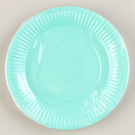 Disposable dishes: paper plate "mint", plain, 18 cm-6